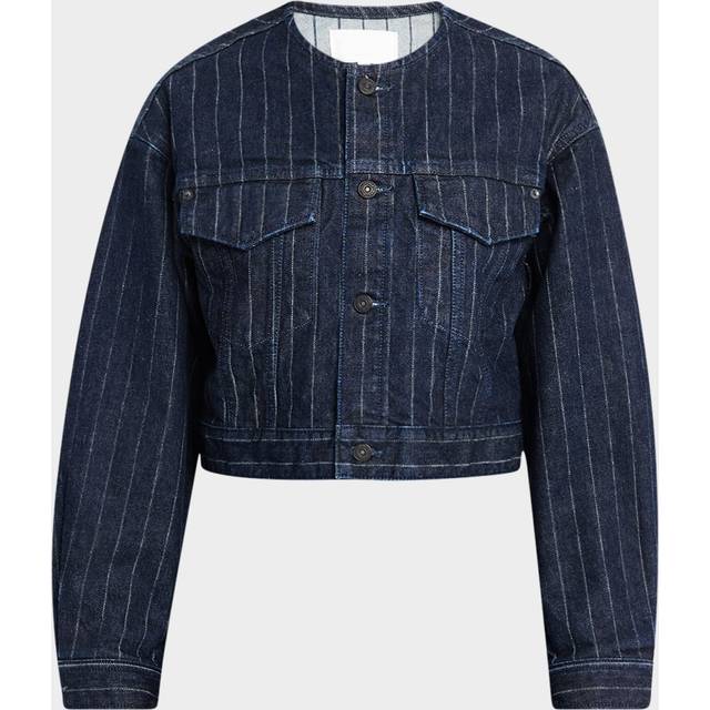 Sutton Cropped Pinstripe Denim Jacket - MXNVY - X-Small