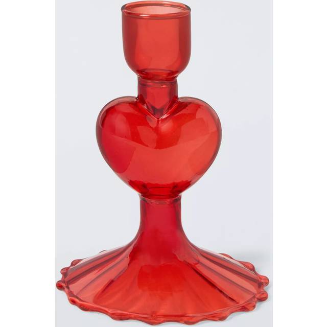 John Lewis Archive Glass Dinner Candle Holder, Red