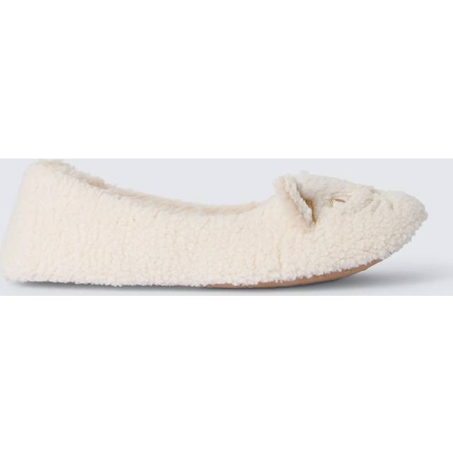 John Lewis Cat Ballerina Slippers, Winter White