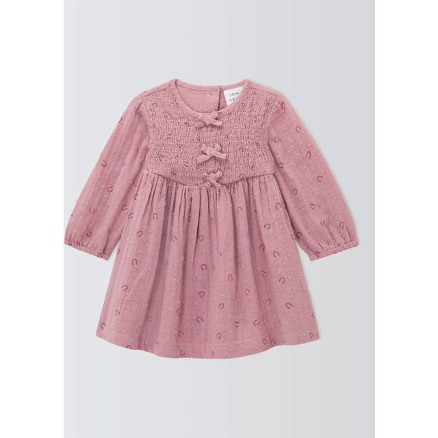 John Lewis Baby Cotton Horse Shoe Print Dress, Pink