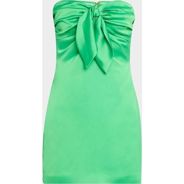 Orion Strapless Tie-Front Satin Mini Dress - TROPIC GREEN - 4