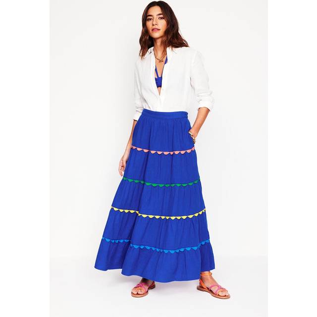 Boden Nadia Double Cloth Maxi Skirt, Bright Blue