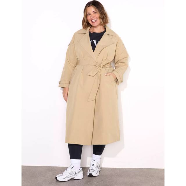 Live Unlimited Curve Classic Longline Trench Coat, Beige