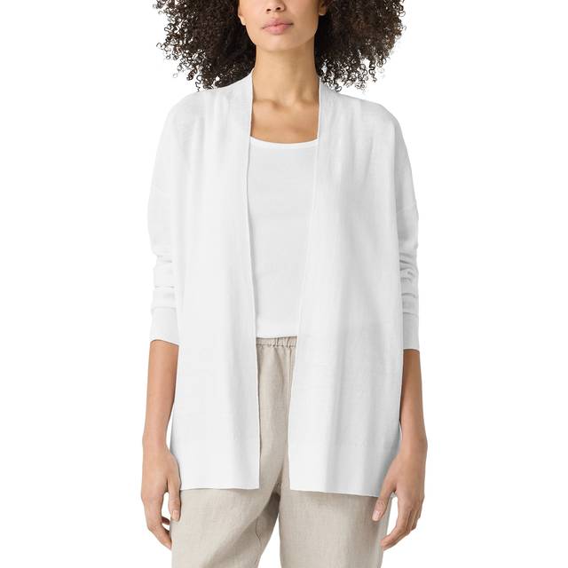 Open Organic Linen-Cotton Cardigan - WHITE - X-Small
