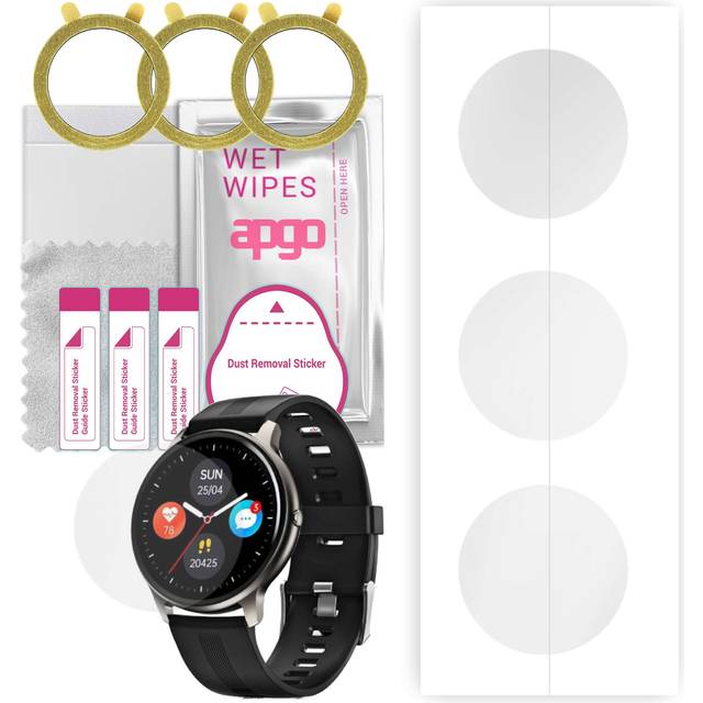 3x apgo Hydrogel Screen Protector for Niceboy X-fit Watch Pixel, Hydrogel Film, with positioning layer easy installation