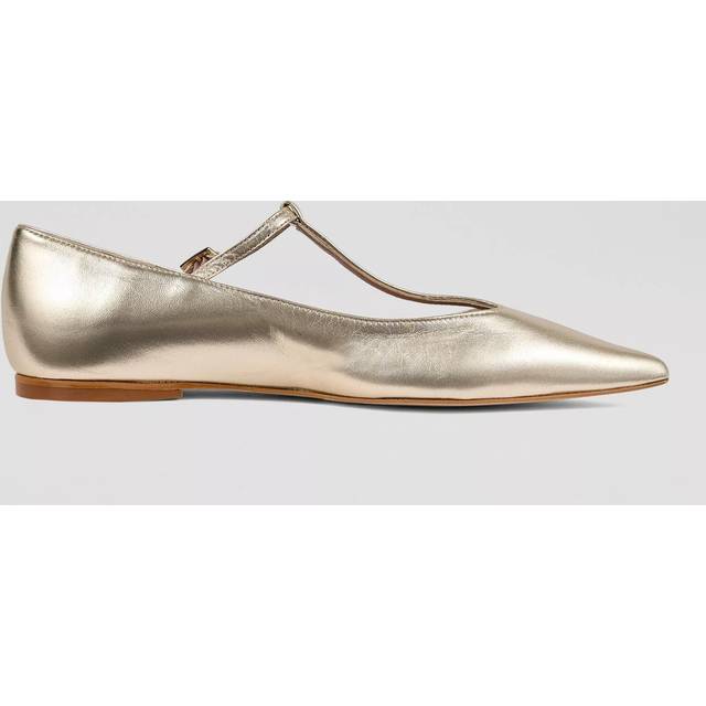 L.K.Bennett Drew Metallic Leather T-Bar Mary Jane Shoes, Gold