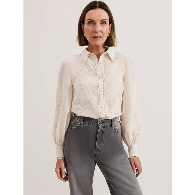 Phase Eight Amara Sequin Shirt, White