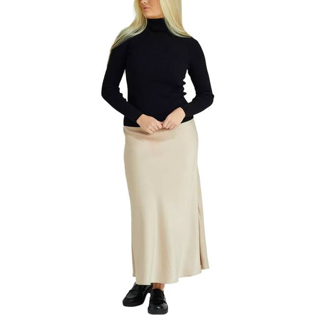 A-VIEW Carry Sateen Midi Skirt, Beige