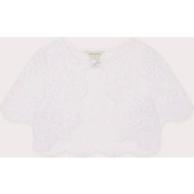 Monsoon Kids' Communion Cropped Cardigan, White