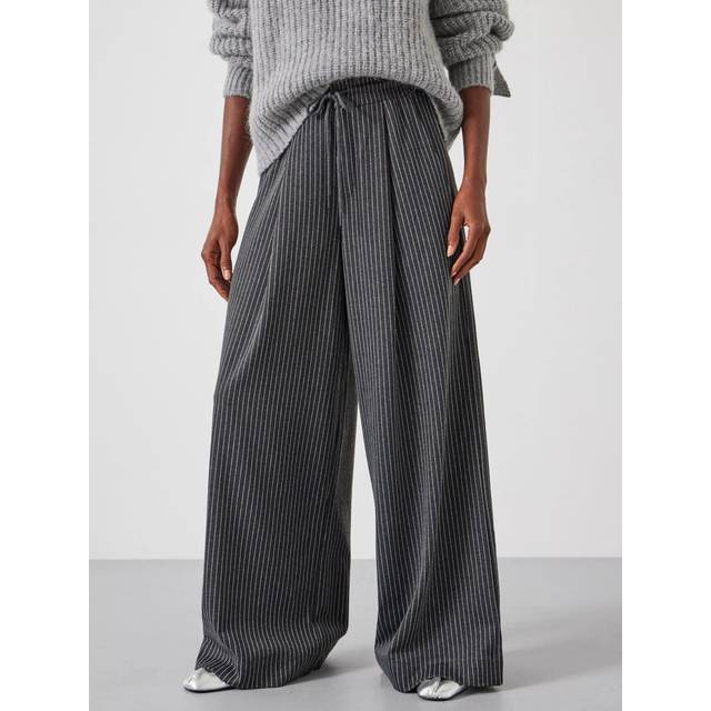 HUSH Pinstripe Wide Leg Joggers, Grey/Multi