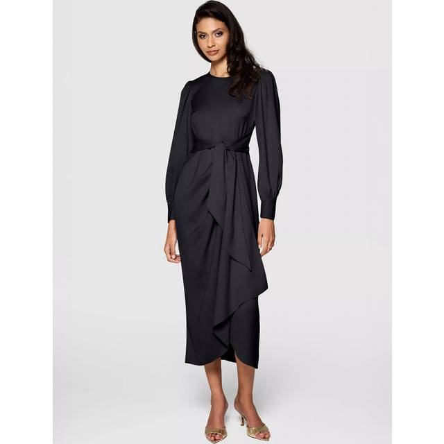 Closet London Tie Waist Pencil Dress, Black