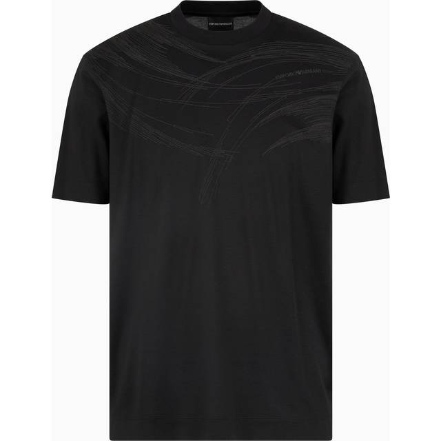 Black Cotton T-Shirt with Embroidery
