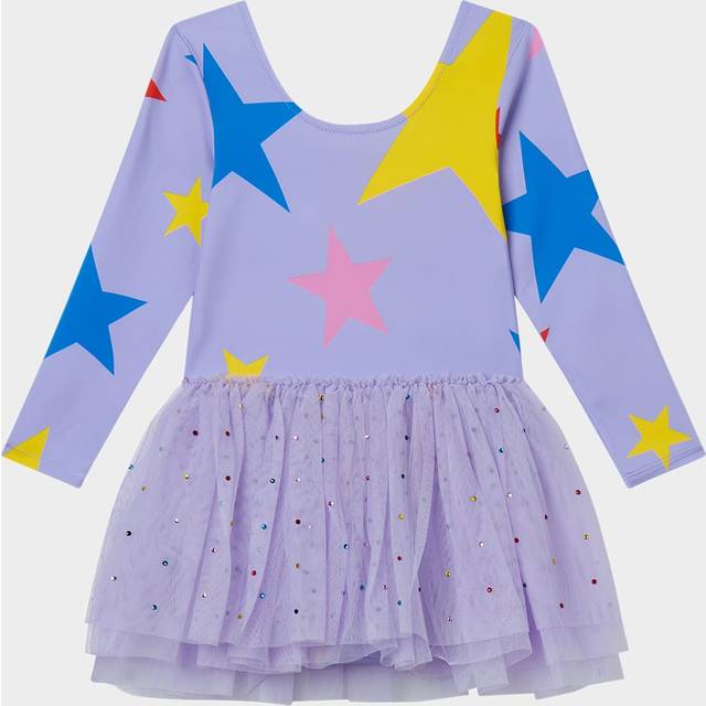 Stella Mccartney Kids Girls Purple Star & Tulle Dress - 4 year