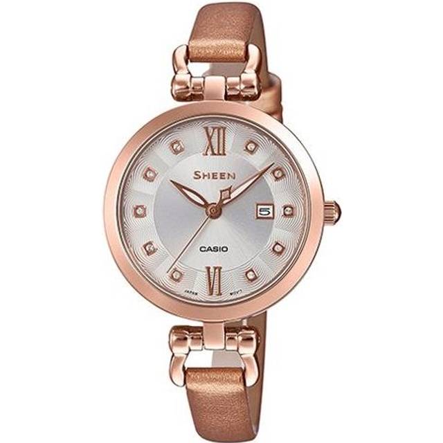 CASIO Quartz SHEEN Sapphire Crystal Waterproof Gold Strap Gold Analog - Free