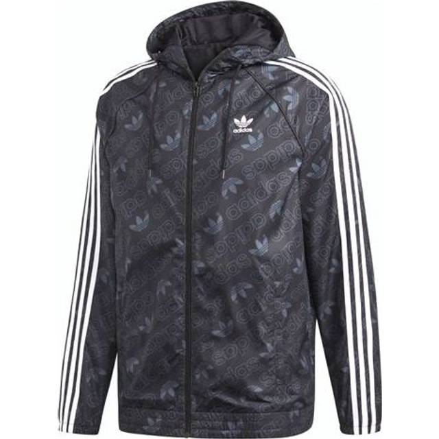 adidas originals Mono Windbreak Logo Hooded Jacket Men Black - BLACK - XS