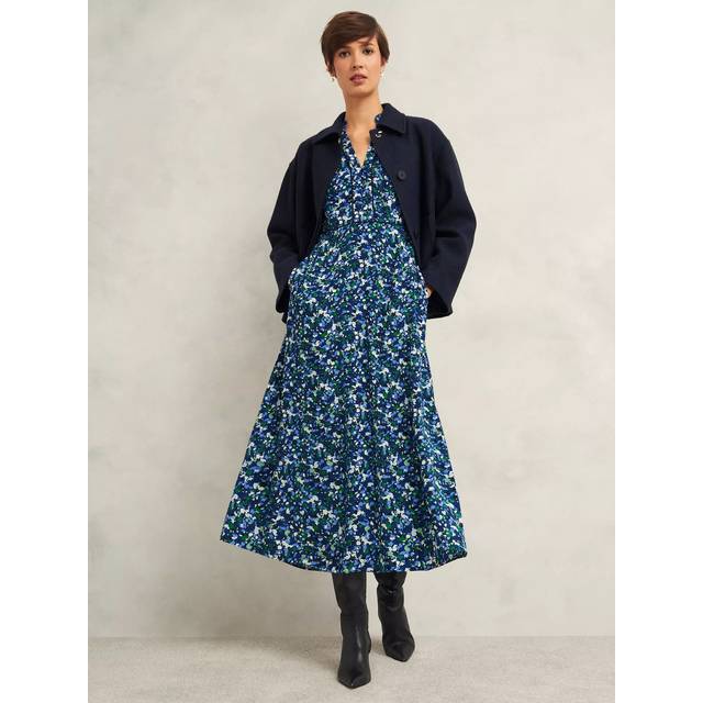 Hobbs Petite Iris Floral Dress, Green/Multi