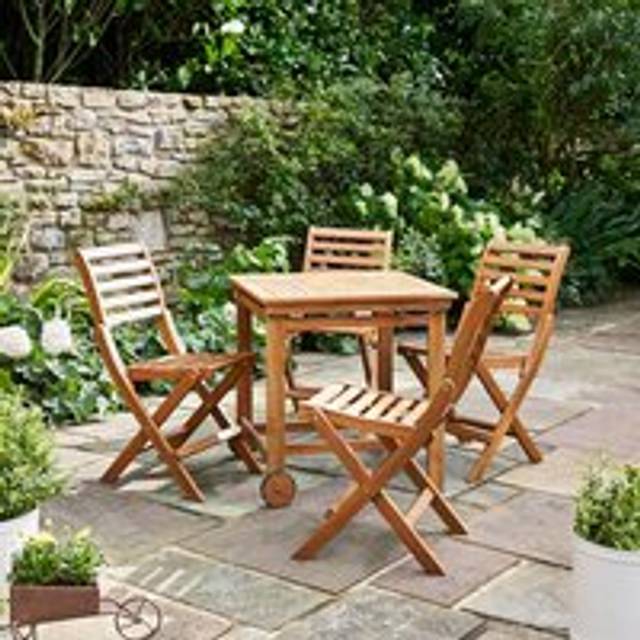 Compact Wooden Folding Dining Set - Natural