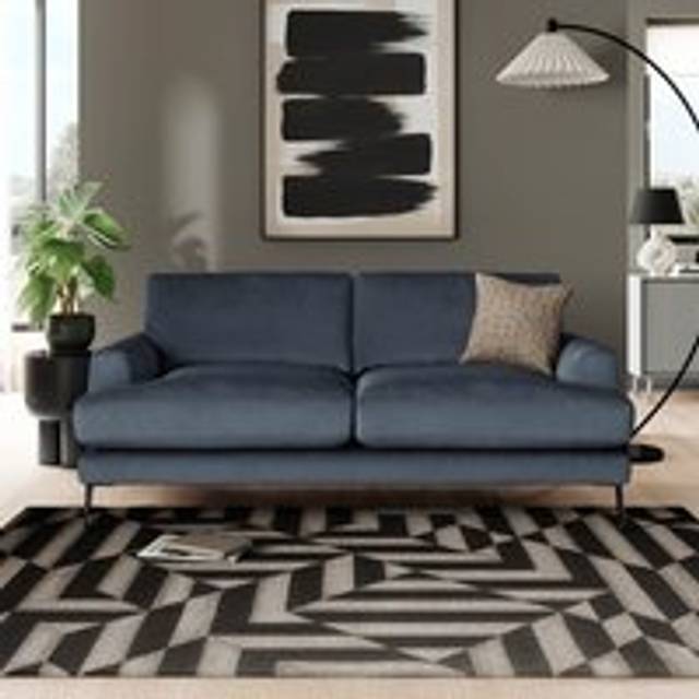 Lawson Matte Plush Velvet 3 Seater Sofa - Denim