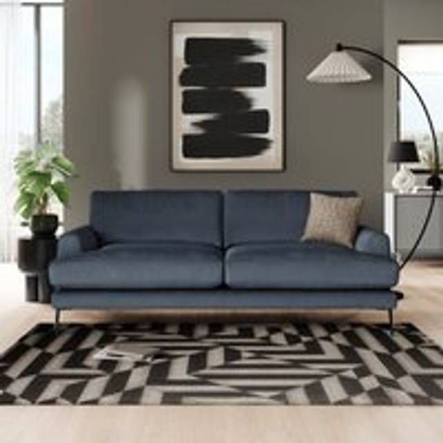 Lawson Matte Plush Velvet 4 Seater Sofa - Denim