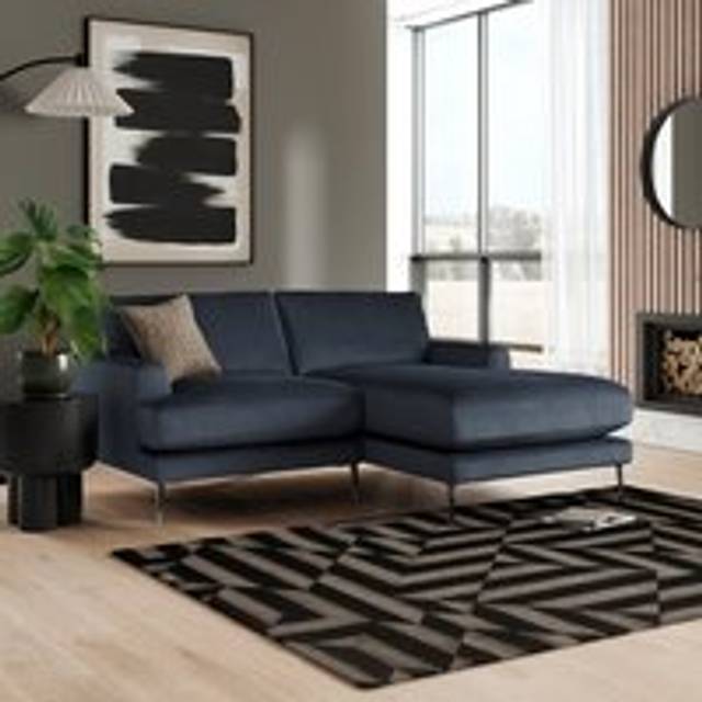 Lawson Matte Plush Velvet Corner Chaise Sofa - Denim