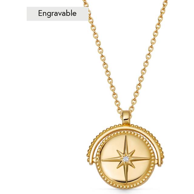 Astley Clarke Compass Spinner Locket Pendant Necklace, Gold