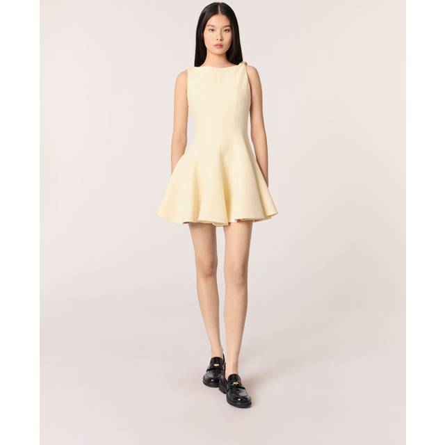 Robe Courte En Tweed - Jaune - Maje -  Matière principale: 40% polyester, 32% coton, 20% acrylique, 6% viscose, 1% autres fibres, 1% fibres métalliséesDoublure poches: 100% viscose - Prêt-à-porter > Robes > Robes courtes
