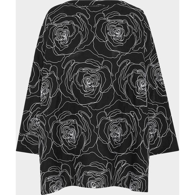 Wide A-Line Scoop-Neck Tunic (Long Length) - BLACK - 0