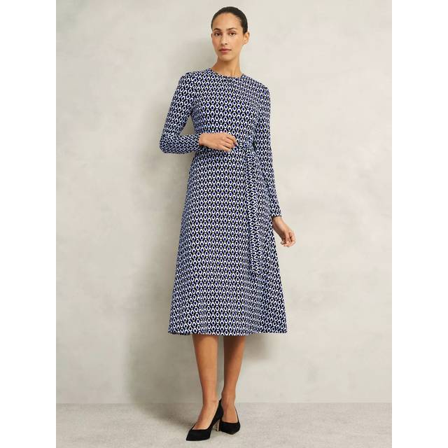 Hobbs Petite Dakota Geometric Dress, Navy/Multi