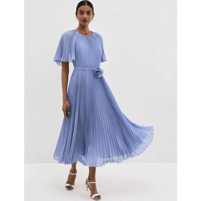 Phase Eight Kathleen Pleat Dress, Pale Blue