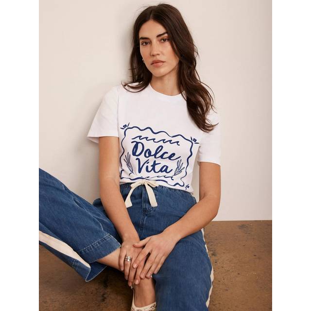 Mint Velvet Dolce Vita T-Shirt, White Ivory