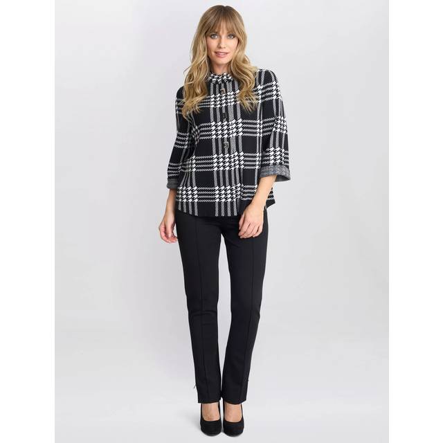 Gina Bacconi Shae Check Knitted Jacket, Black/White