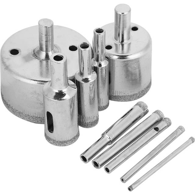 10Pcs/Set Diamond Coated Core Drill Bit 3~50mm Hole Saw for Tile Ceramic Glass Porcelain Marble
