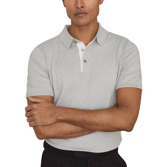 Reiss Finch Cotton Blend Contrast Placket Polo Shirt, Blue