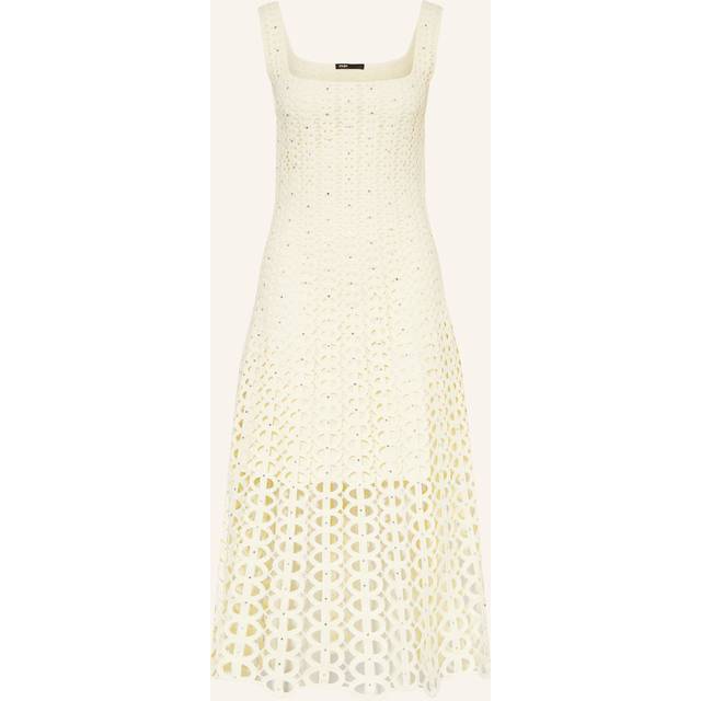Robe Midi En Crochet Strassé - Jaune - Maje -  Matière principale: 100% polyesterDoublure: 84% polyester, 16% elasthanne - Prêt-à-porter > Robes > Robes longues