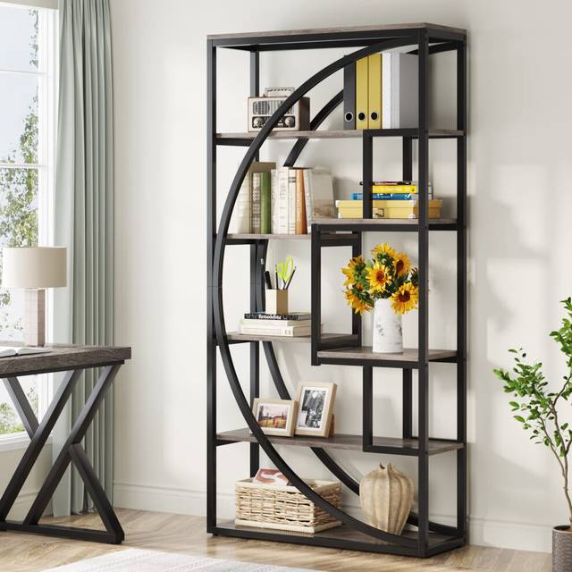 Tribesigns Bookshelf, Industrial 5-Tier Etagere Bookcase, 70.8 inch Tall Bookshelf with 8 Open Storage Shelf, Book Shelf Display Shelving Unit for