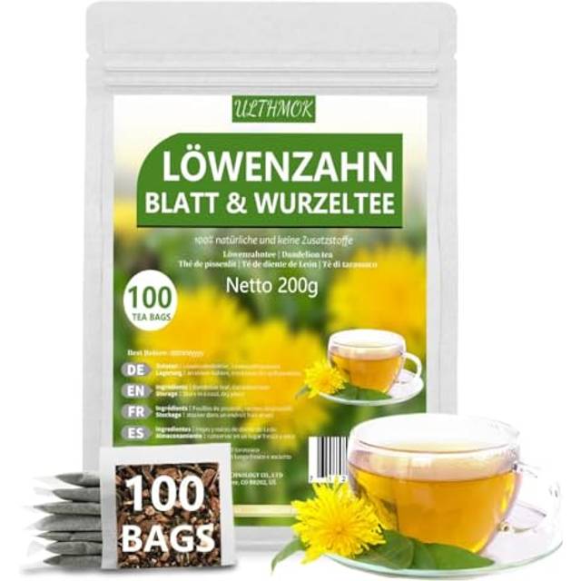ULTHMOK Premium Maskrosrot & Bladte - 100 tepåsar/200g – För lever detoxifikation – 100% naturligt och utan tillsatser