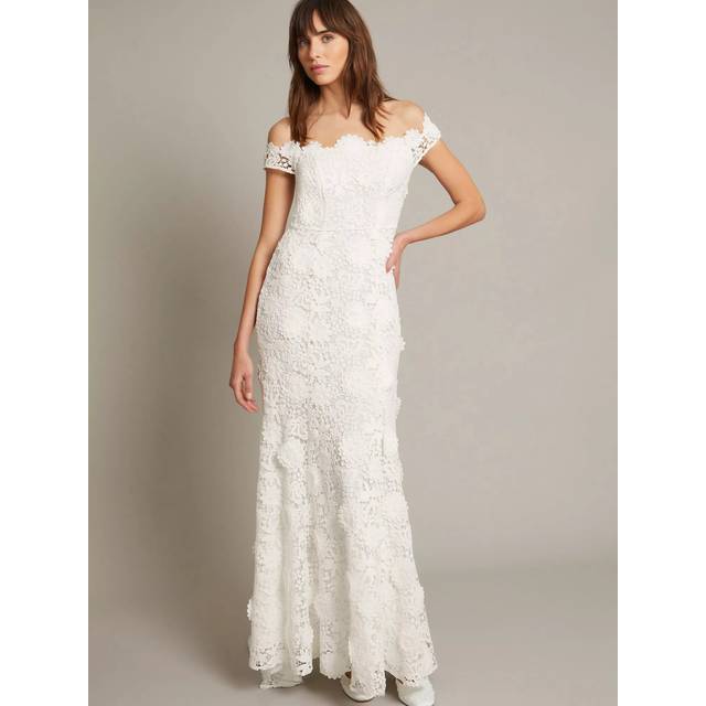 Monsoon Clare Floral Embroidered Wedding Dress, Ivory