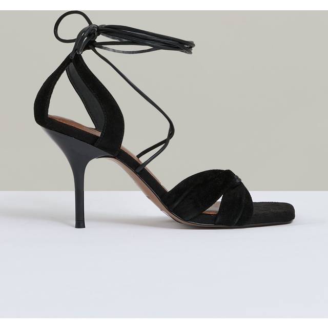 Reiss Alexis Suede Wrap Around Strappy Heeled Sandals, Black