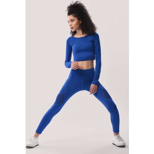 Closet London Blue Long Sleeve Crop Top Size:8