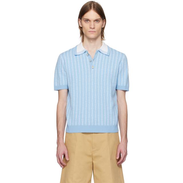 Casablanca, Polo Shirts, male, Blue, S, Clear Blue Striped T-shirts and Polos