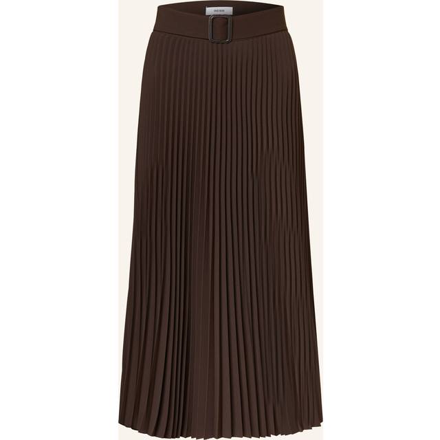 Reiss Ava Pleated Midi Skirt, Chocolate Brown