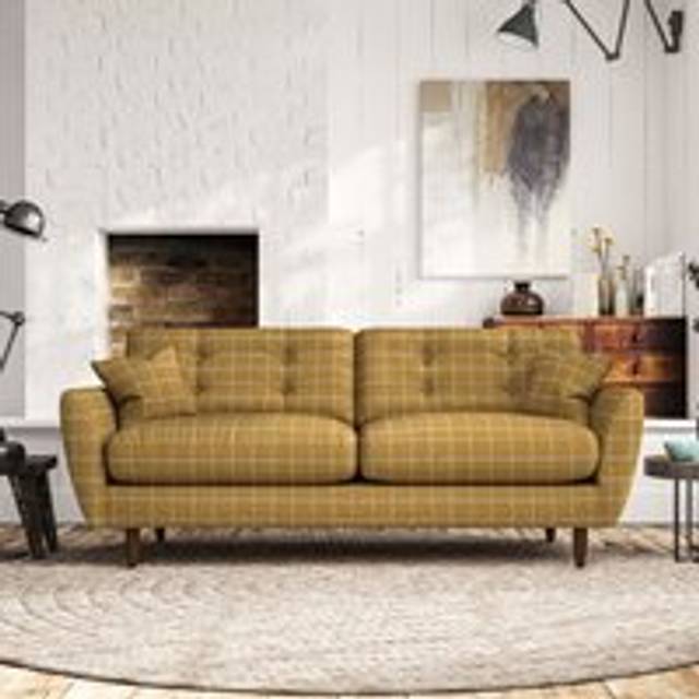 Anders Large 3 Seater Sofa - Check Ochre