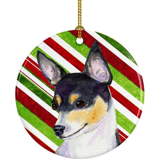 Caroline's Treasures SS4587CO1 Chihuahua Candy Cane Holiday Christmas Ceramic Ornament Multicolor