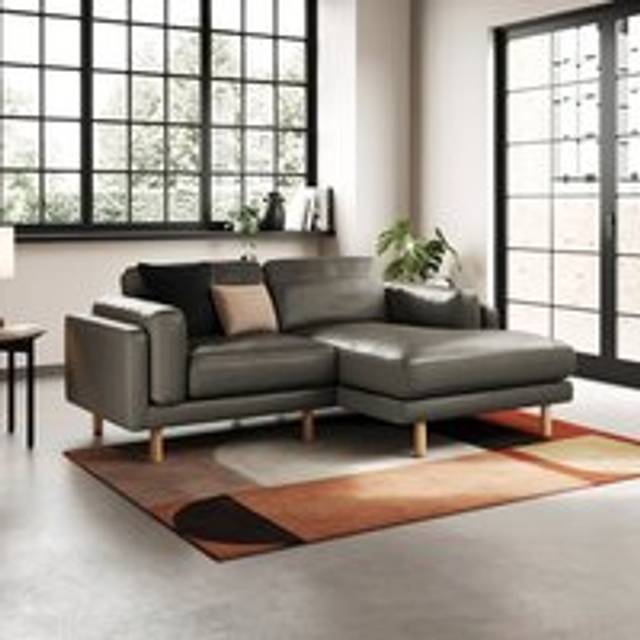 Newton Classic Leather Corner Chaise Sofa - Classic Leather Grey
