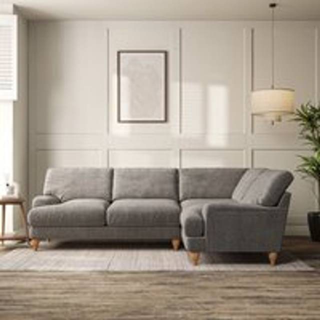 Darwin 4 Seater Corner Sofa - Tonal Plush Chenille Grey