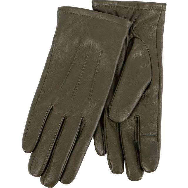 Isotoner® Ladies  Three Point Leather Glove With SmarTouch® Khaki Small