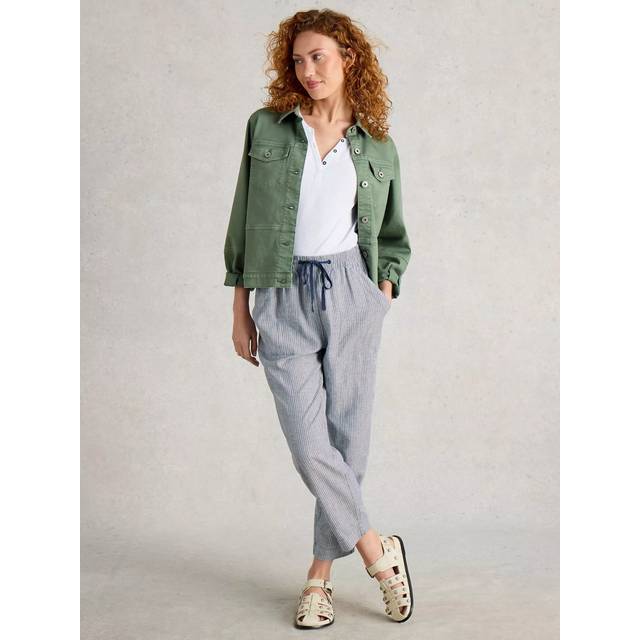Women's White Stuff Women's Elle Linen Blend Trouser Blue Multi - Multi/Blue - Size: 32in/12