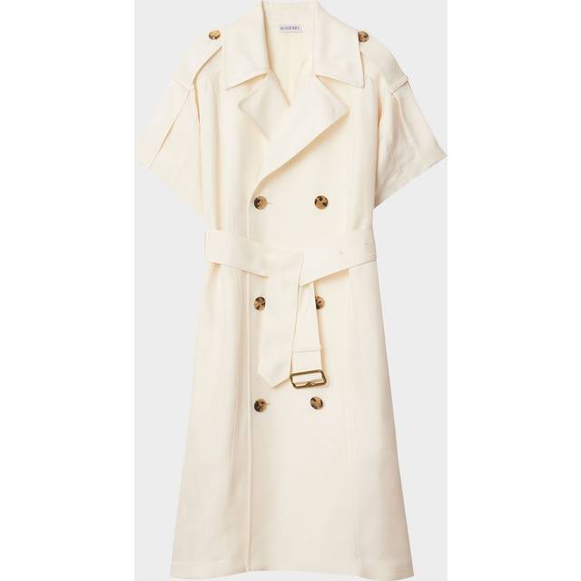 Short-Sleeve Belted Trench Dress - PELICAN - 12