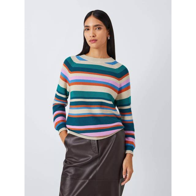 Max Mara, Round-neck Knitwear, female, Multicolor, XS, Striped Cotton Jumper Linz
