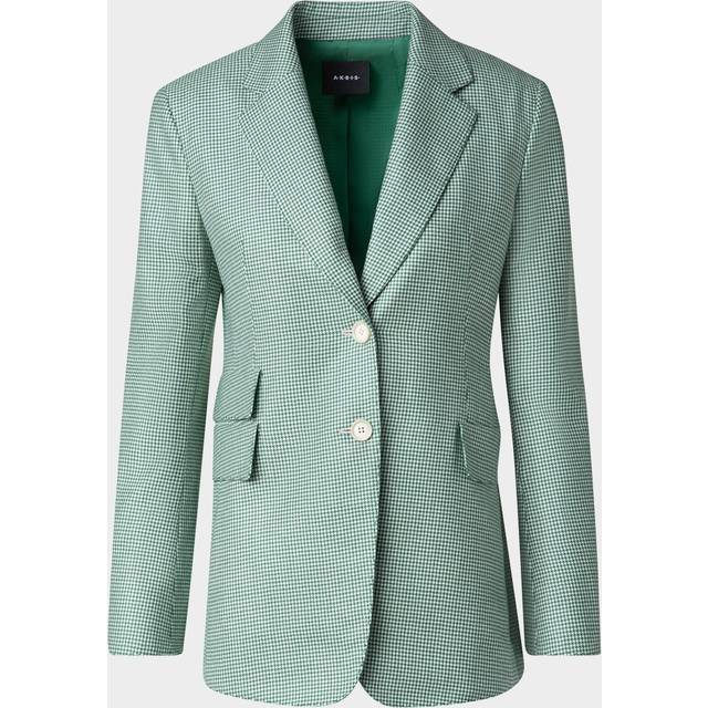 Single-Breasted Cashmere Pepita Jacket - PINE GREEN-ECRU - 8